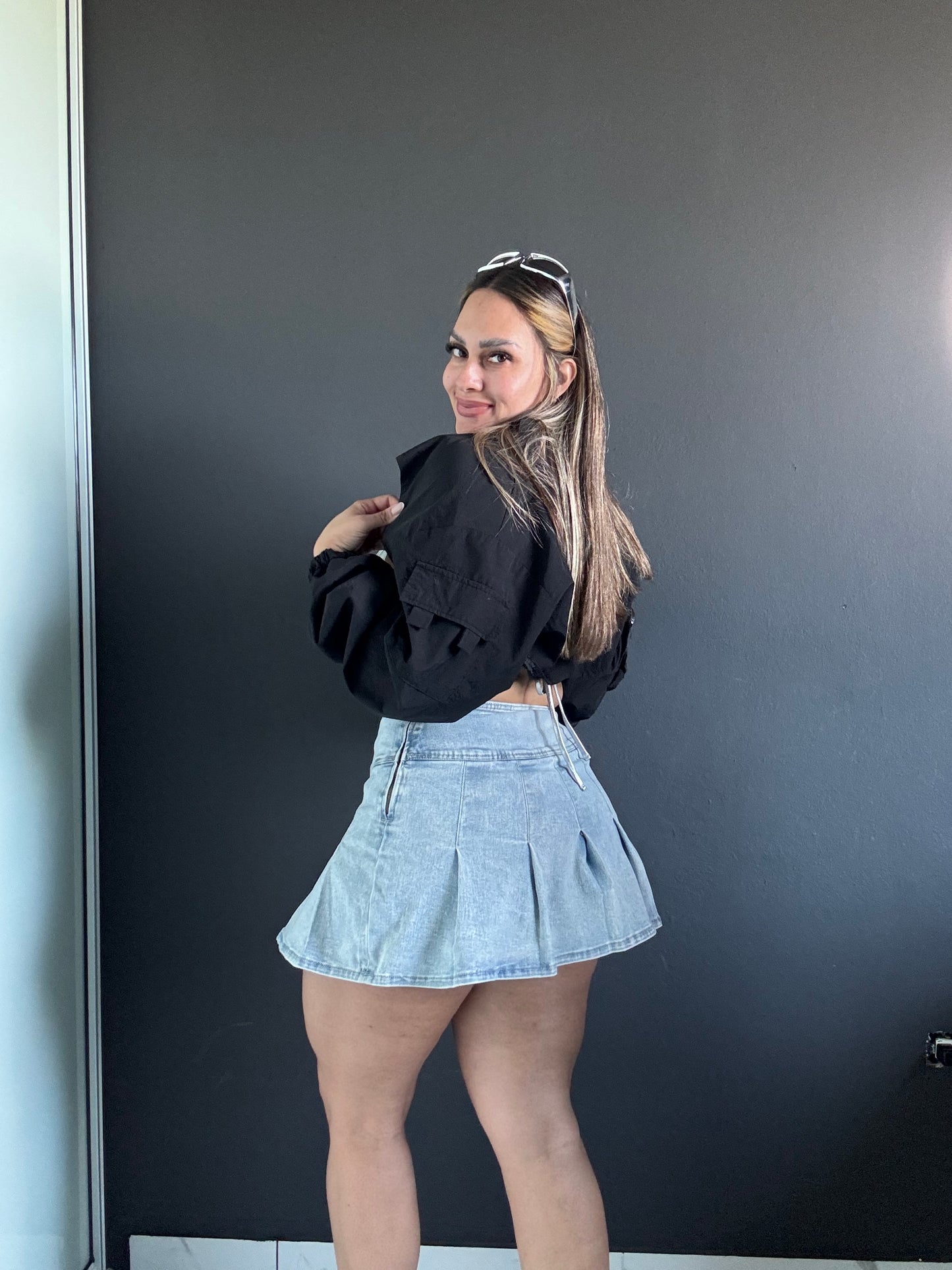 High Waisted Mini Denim Skirt