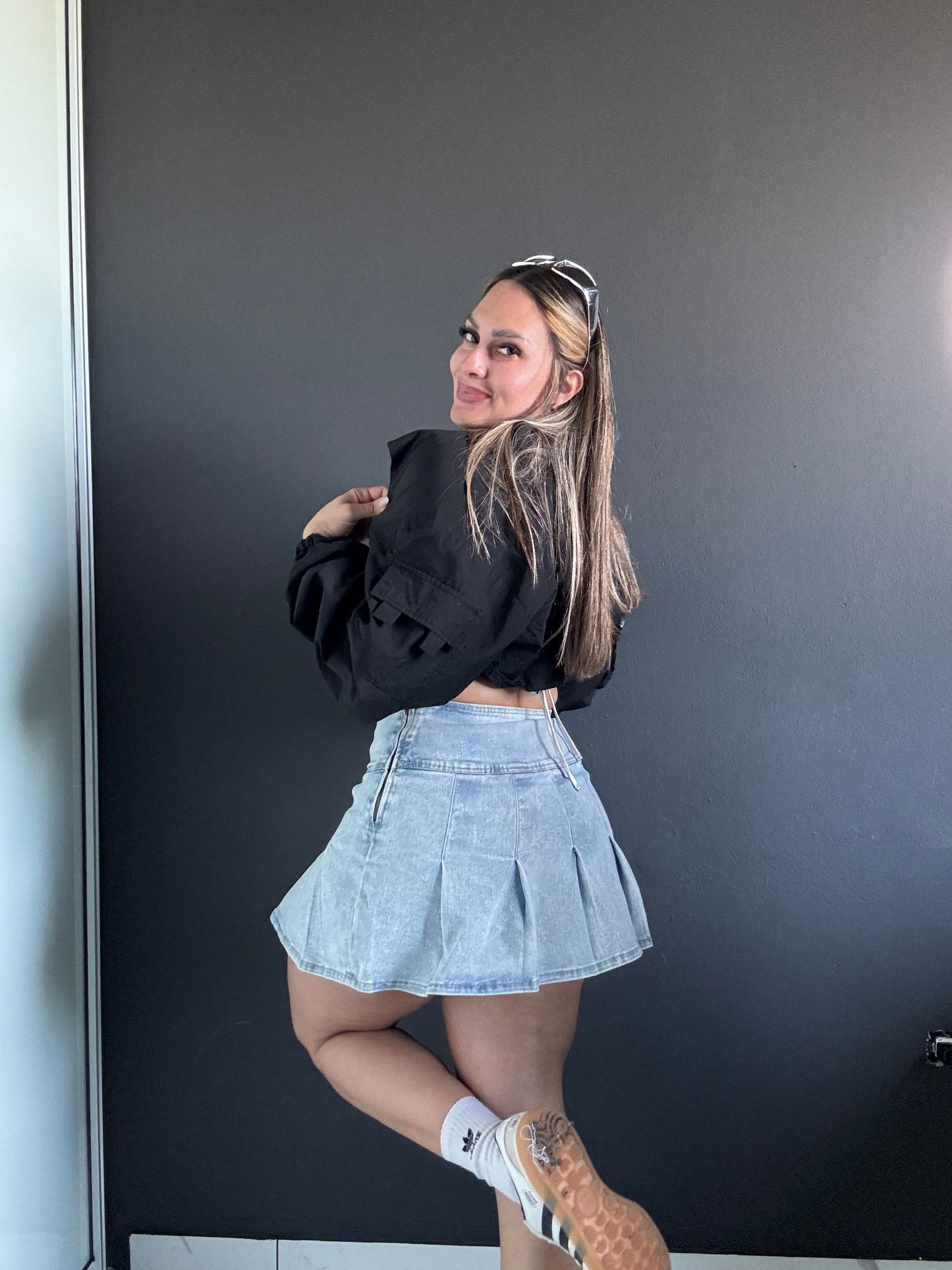 High Waisted Mini Denim Skirt
