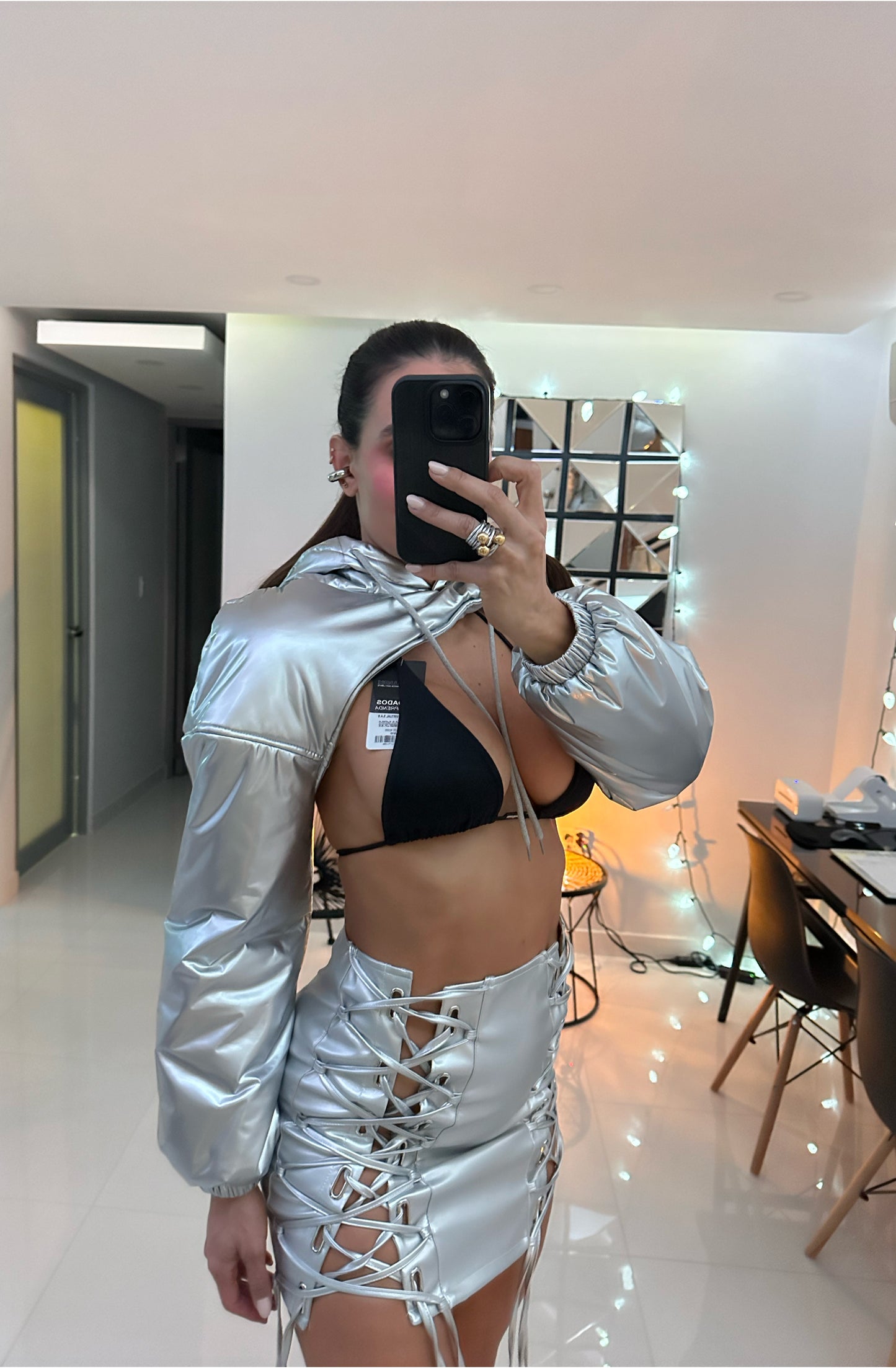 New From Closet Metallic Skirt